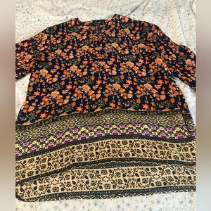 Fun 2 Fun Orange and Black Floral Blouse